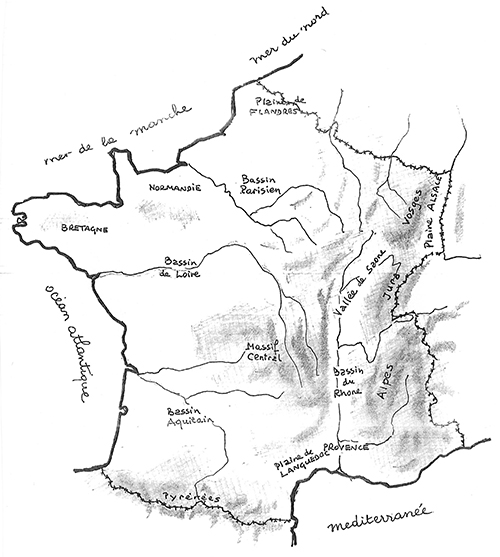 Carte 1. Les principaux éléments de la géographie physique de la France