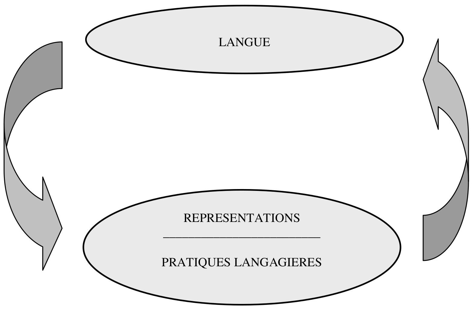 Schéma 1. Le circuit langue, représentations, pratiques langagières
