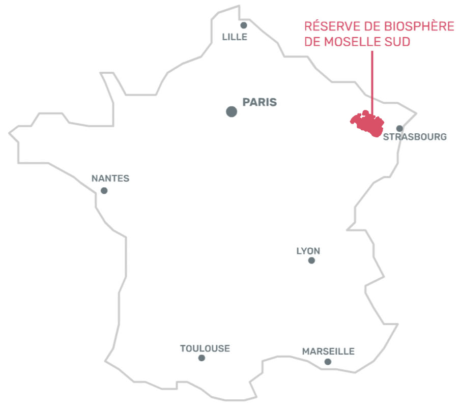 Carte 1 – Localisation de la Réserve de biosphère de Moselle Sud en France