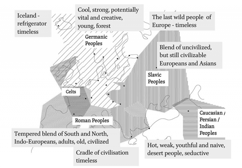 Figure 1: Narrative Geography of 19th Century Comparative Philologists, map by author