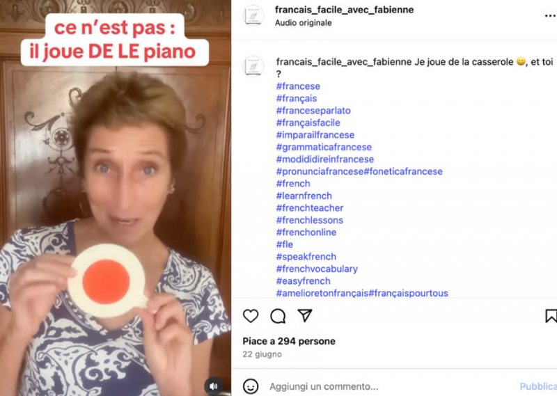 Figure 3 : Exemple de capsule grammaticale sur le compte @francais_facile_avec_fabienne (vidéo publiée le 22 juin 2025)