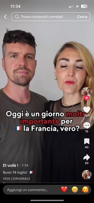 Figure 6 : Exemple de contenu à caractère culturel du compte @et_voila_voila (vidéo publiée le 14 juillet 2025)