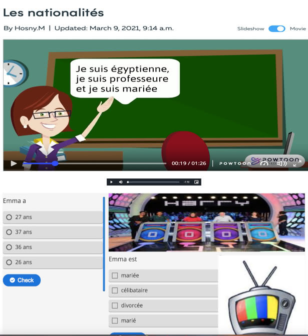 Figure 3. Captures d’écran d’un exercice d’écoute avec H5P