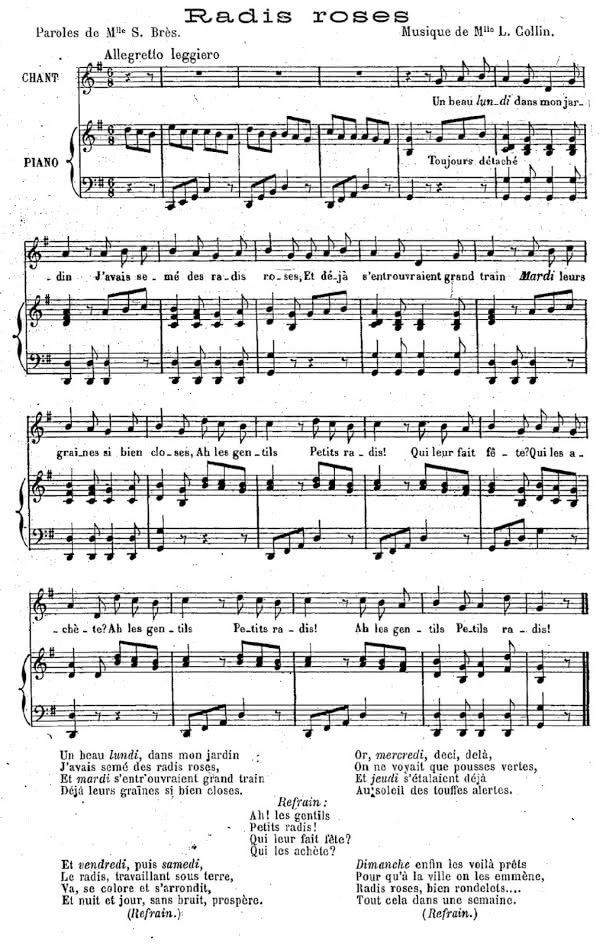 Figure 5. « Radis rose », partition publiée dans L’Ami de l’Enfance du 1er juin 18926
