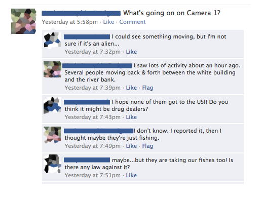 Capture d’écran de la première intervention de l’artiste en tant que « border watcher », 2010