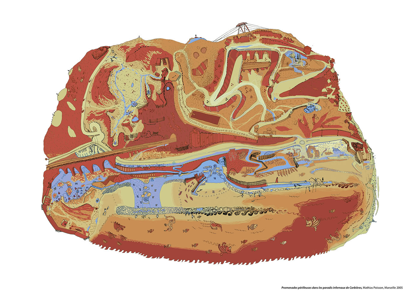 Fig 1. Mathias Poisson, Promenades périlleuses dans les paradis infernaux de Corbières, 2005