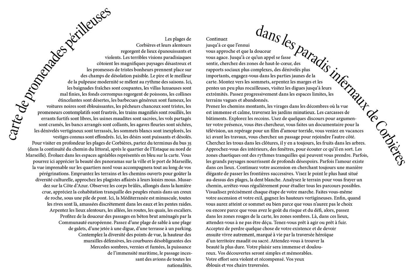 Fig 2. Mathias Poisson, Carte de promenades périlleuses dans les paradis infernaux de Corbières, 2005