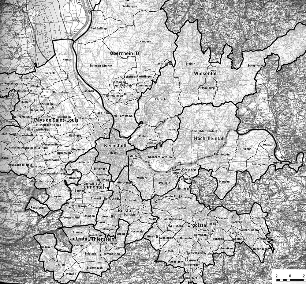Périmètre de l’agglomération de Bâle (Doc AggloBasel)