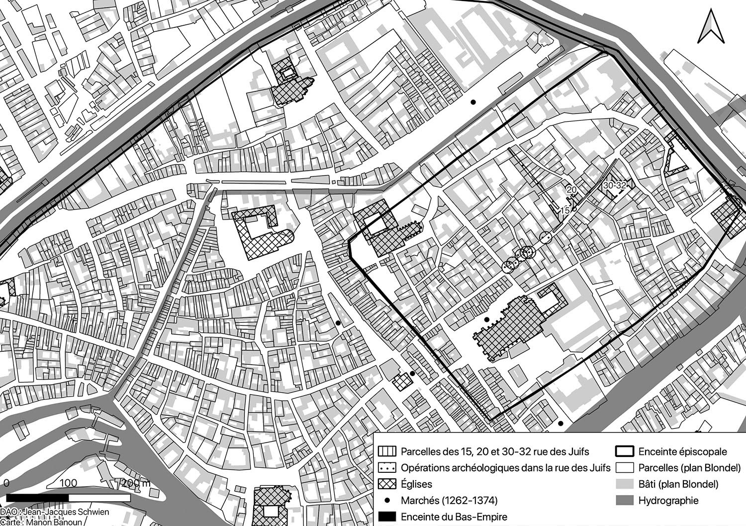 Fig. 1 : le quartier juif médiéval de Strasbourg et son contexte
