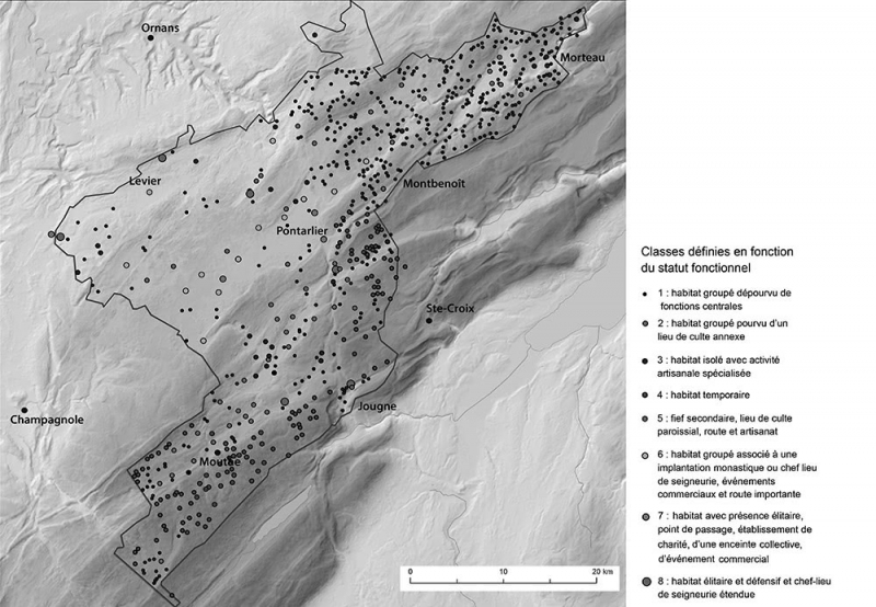 Figure 6 : L’habitat des xvie-xviiie siècles en Jura central, typologie des points de peuplement