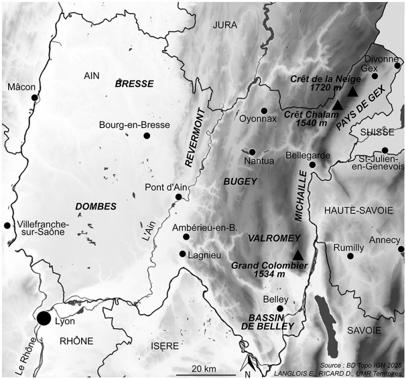 Figure 1 : Le Jura méridional, localisation