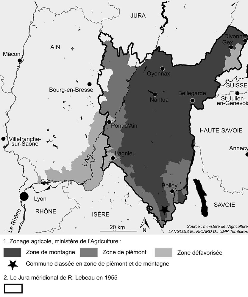 Figure 2 : La montagne du Bugey à travers différents zonages