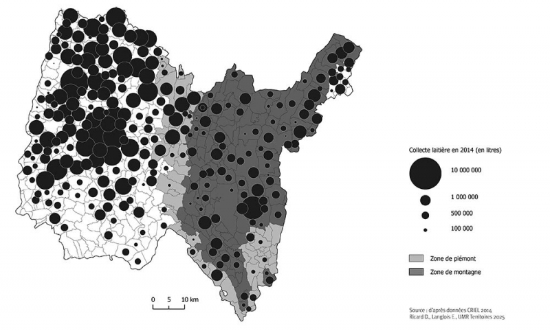 Figure 3 : La production laitière dans le département de l’Ain en 2014