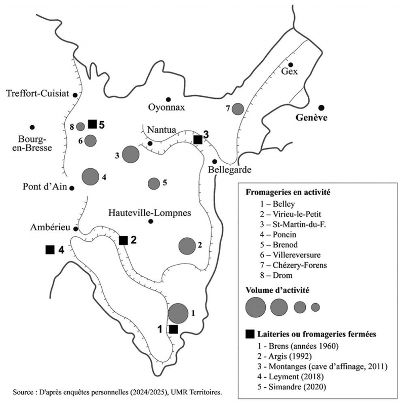 Figure 5 : La transformation laitière dans le Jura méridional