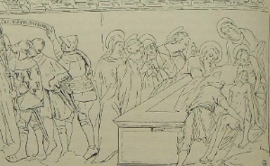 Fig. 5.1 : Dessin de la Mise au tombeau par C. Beauverie avant 1900