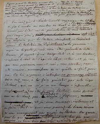 Fig. 1 : Lettre du 23 nivôse an 12, Archives départementales du Haut‑Rhin, 10J20/1.