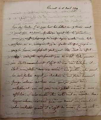 Fig. 2 : Lettre du 6 avril 1809, Archives départementales du Haut‑Rhin, 10J20/1.